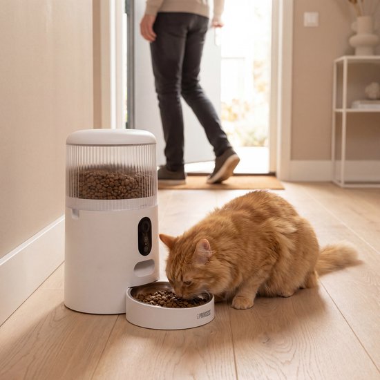 Princess Automatischer Futterspender – Smart 4 Liter – Katze & Hund – App-Steuerung – Trockenfutter – Edelstahlschüssel – BPA-frei – Pufferbatterie – Futterautomat – Futterspender – 610040