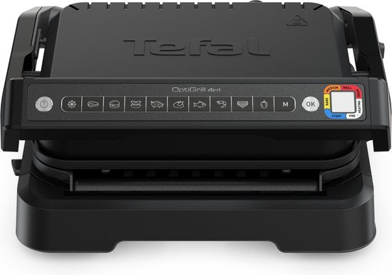 Tefal OptiGrill 4in1 GC7748 – Intelligenter Kontaktgrill – Grill, Tischgrill, Backofen und komplette Mahlzeit – 9 Automatikprogramme – Garstandsanzeige – 2100 W – Schwarz/Edelstahl