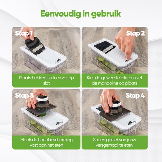 Stosh Mandoline - Gemüseschneider - Zwiebelschneider - Spiralschneider - Reibe - Kunststoff - 11 Stück - BPA frei