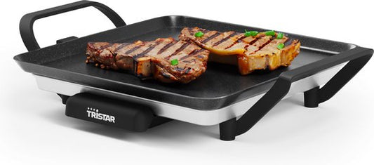 Tristar Backplatte – BP-2666 – Gourmet, Grillplatte S 28 x 28 cm – für 2 Personen – 800 W – einstellbarer Thermostat – für den Campinggebrauch geeignet