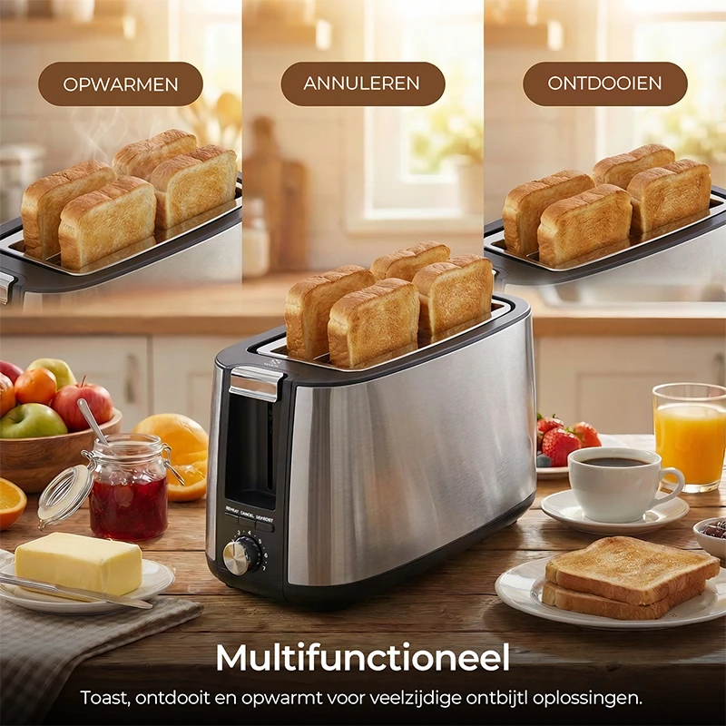 WOOX MX0212 Toaster – 4 Scheiben – Edelstahl