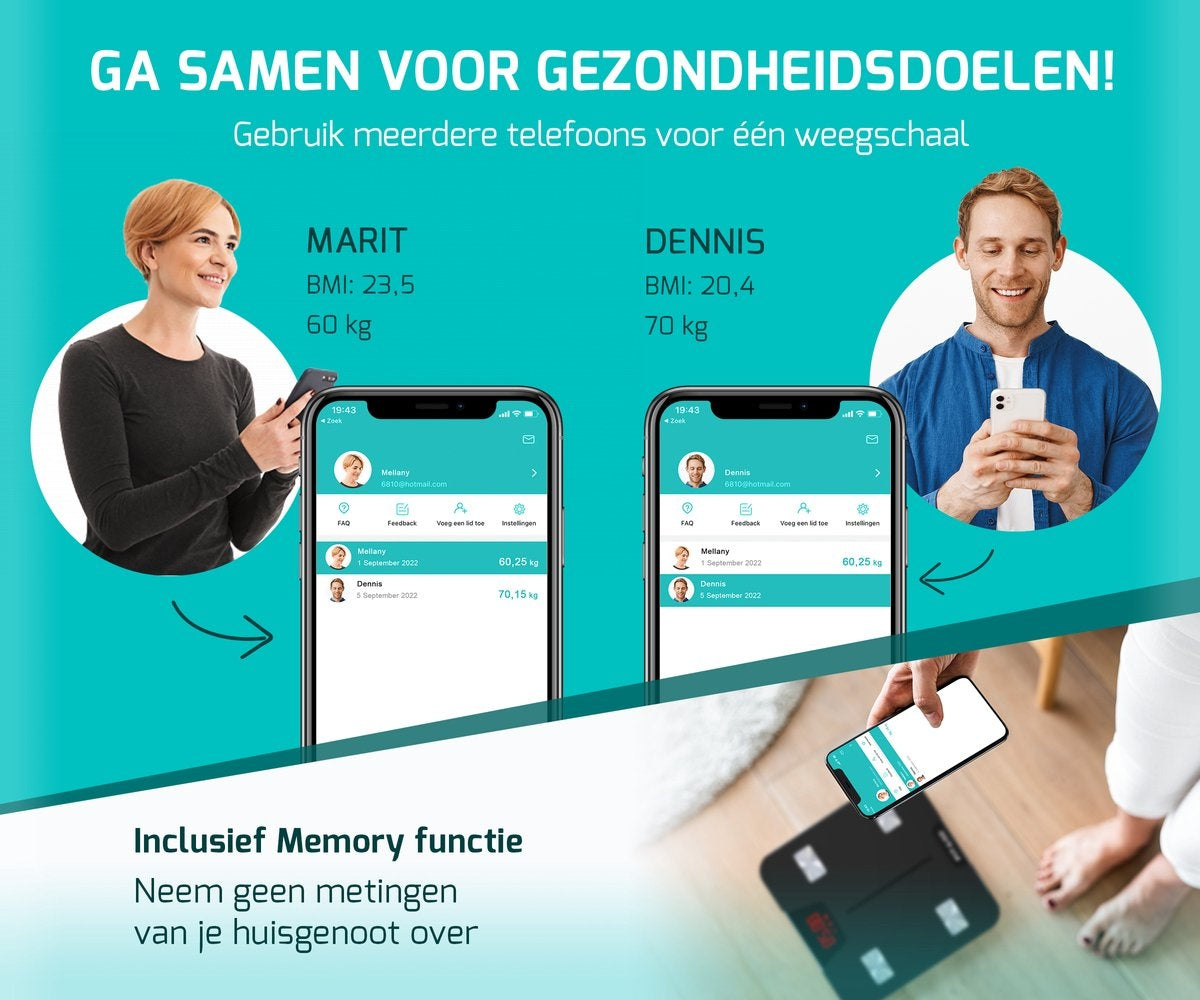 FITAGE LCD-Waage Personenwaage Digital - Intelligente Waage mit 17x Körperanalyse - Waagen - FITAGE App