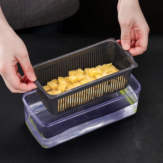 Gemüseschneider – Slicer-Dicer – Gemüsehacker – Mandoline – Gemüseschneider – inkl. 7 Klingen – inkl. Schälmesser – Käsereibe – inkl. Eiertrenner – Allesschneider –