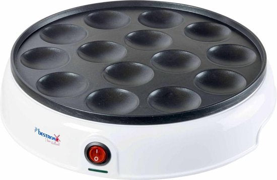 Bestron Poffertjes-Pfanne – APFM700W – 800 W – Poffertjes-Gerät – elektrisch – weiß – 5 Jahre Garantie