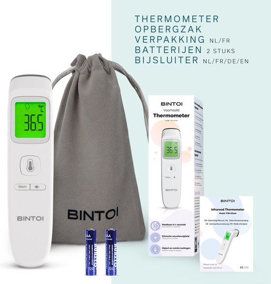 Bintoi XE200 Infrarot-Stirnthermometer - Kontaktlos - präzise Temperaturmessung - für Babys und Erwachsene – Weiß