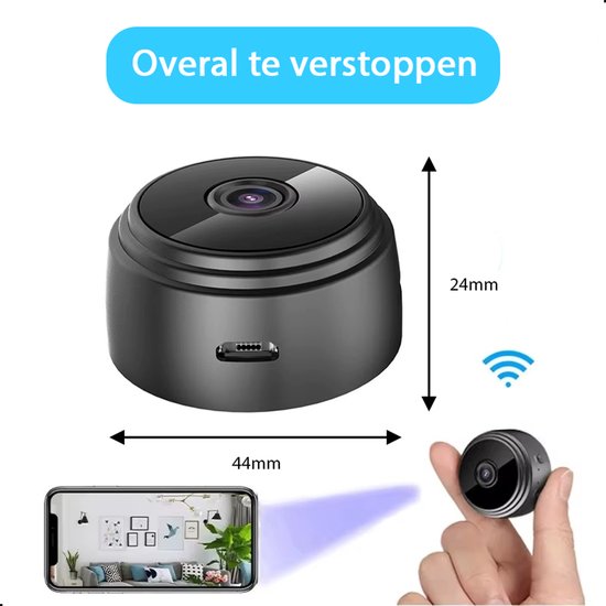 Tech Essentials Mini-Spionagekamera – 1080p – mit WLAN-App – Mikro-Überwachungskamera – für den Innenbereich – Spionage – Nannycam – Abhörgerät – Schwarz