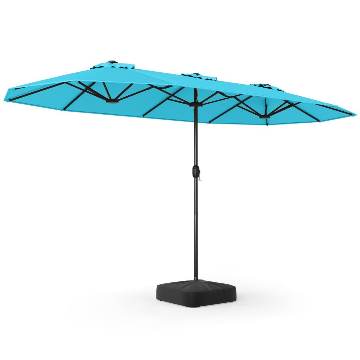 Coast Doppel-Terrassenschirm – extra großes Tuch – beschwerter Fuß – Türkis 400 x 212 cm
