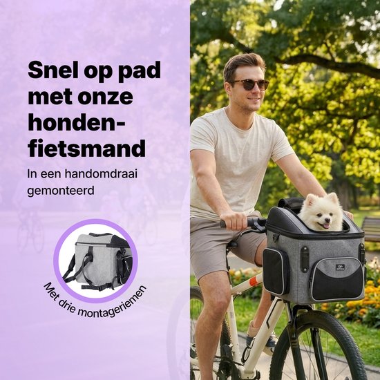 Jake und Jacky Hunde-Fahrradkorb – Fahrradkorb für den Hund vorne – Hunde-Fahrradkorb – Autositz für Hunde – Kleine Hunde bis max. 8 kg – 39 x 28 x 34 cm