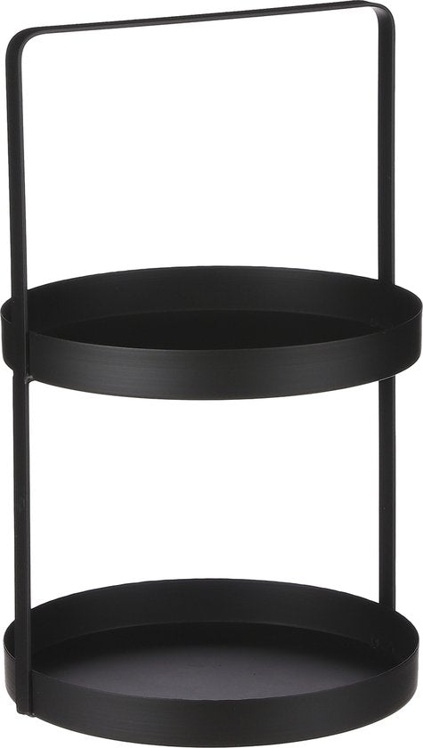 Mica Decorations Etagere 2 Schichten - H41 x Ø25 cm - Metall - Schwarz