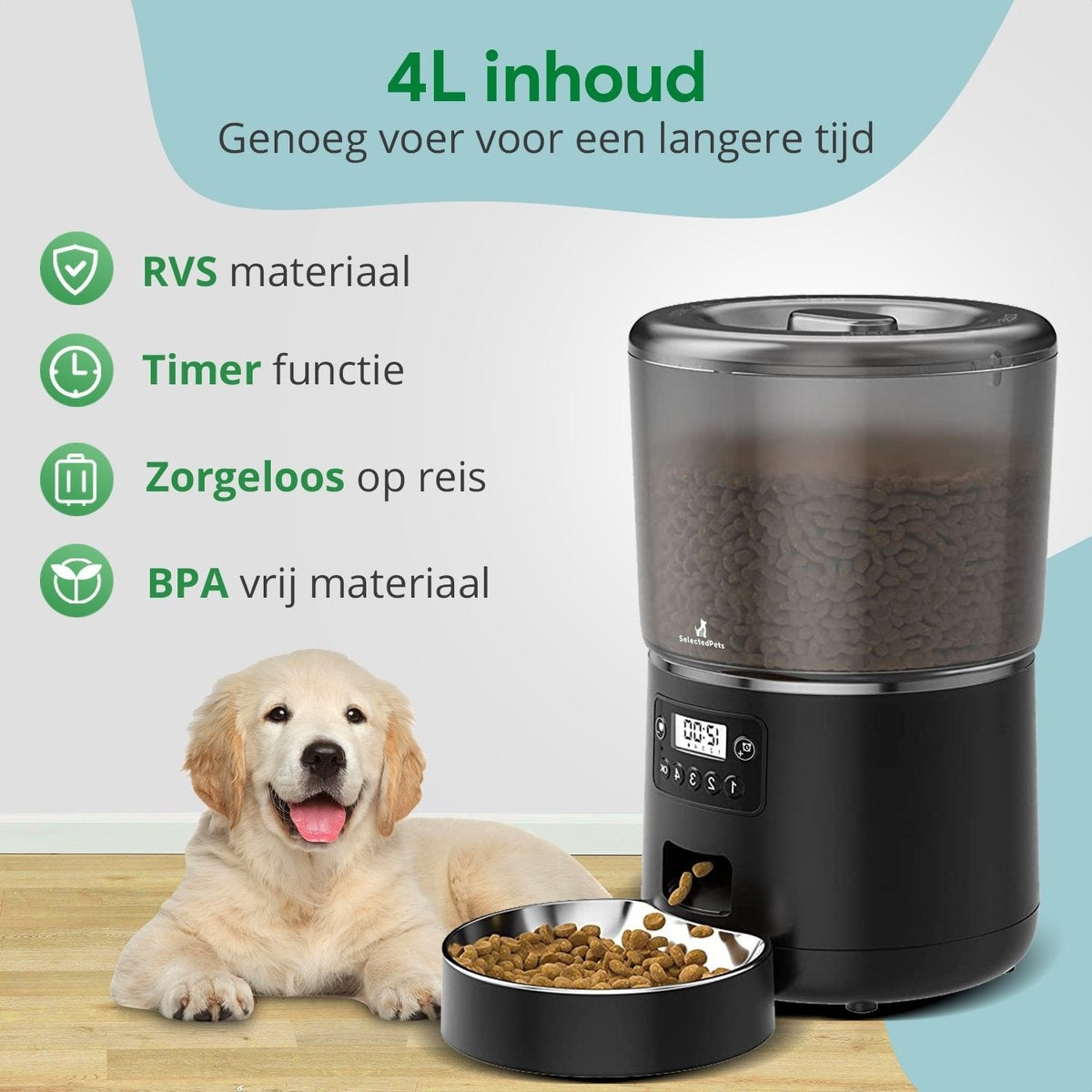 Automatischer Futternapf Katze und Hund 4L - Feeder Katze - Schwarz - Dutch Manual included