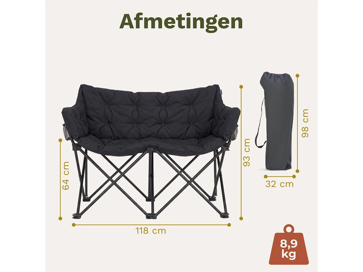 Trvlmore Campingbank - 118 x 64 x 93 cm - 2 Personen - Premium Komfort - Aluminiumrahmen