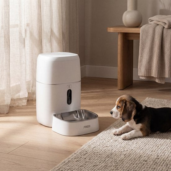 Princess Automatischer Fressnapf – Smart 6 Liter – Katze & Hund – App-Steuerung – Geplante Fütterung – Edelstahlschale – BPA-frei – Rutschfest – Pufferbatterie – Futterautomat – Futterspender – 610060