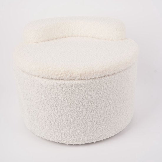 Kinderhocker mit Aufbewahrung - Weiß mit Creme