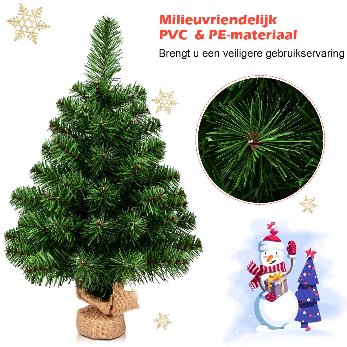 Küste künstlicher Weihnachtsbaum Tannenzweig pvc - 60 cm - grün - Zementsockel - voll naturgetreue Zweige