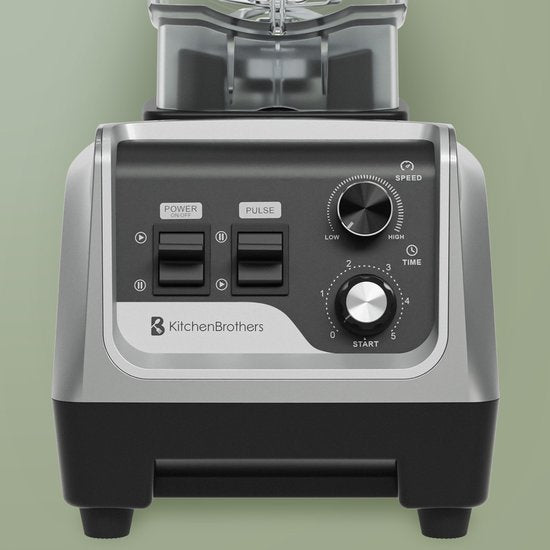 KitchenBrothers Power Blender - 1600W - 2L - Smoothie Maker - Eiszerkleinerer - Metallic Grau