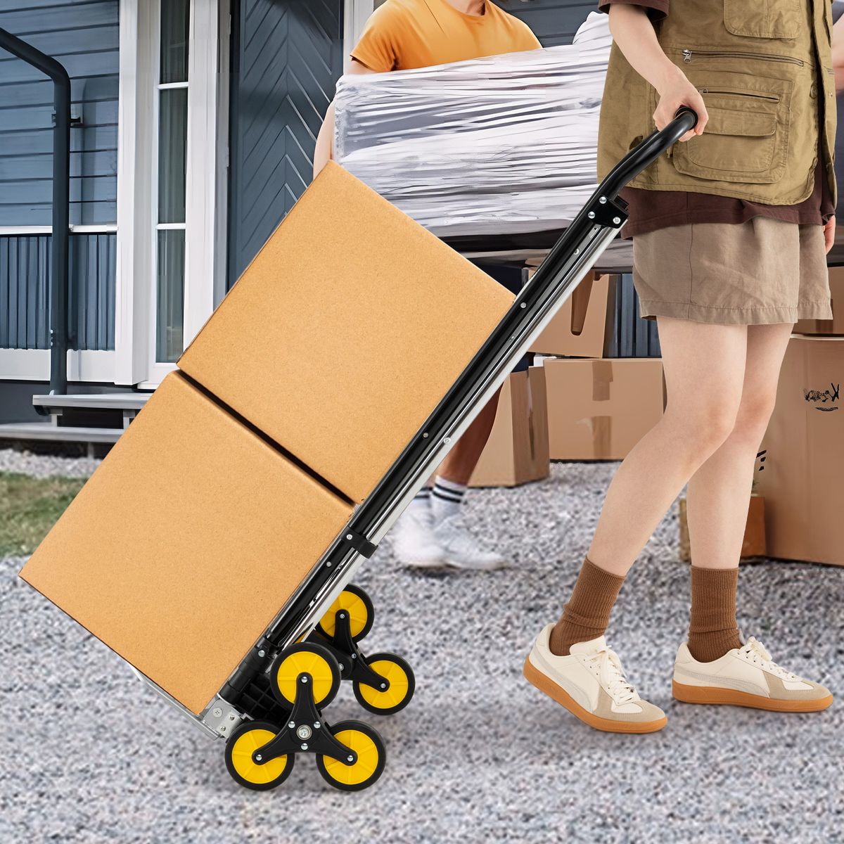 Coast – Zusammenklappbarer 2-in-1-Transportwagen und Dreistufen-Leiter – Aluminium – für hohe Belastungen – silber/schwarz