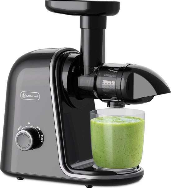 Kitchenwell Slowjuicer - 700ml - Entsafter mit Fruchtfleischbehälter - Gemüse- und Obstpresse - BPA frei - Schwarz