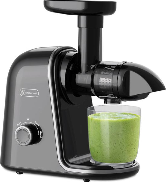 Kitchenwell Slowjuicer - 700ml - Entsafter mit Fruchtfleischbehälter - Gemüse- und Obstpresse - BPA frei - Schwarz