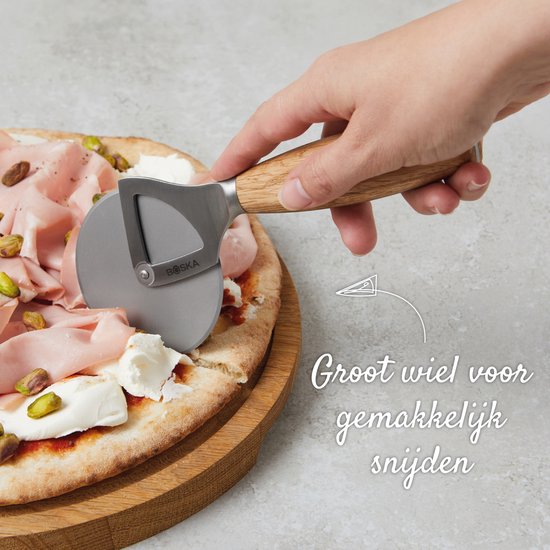 Boska Pizzaschneider Oslo+ - Antihaft BSF™ - Stabil - Eiche & Edelstahl