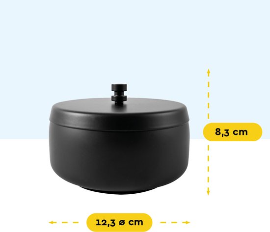 BRASQ Tischaschenbecher Schwarz mit Deckel - Edelstahl - 1 Liter Fassungsvermögen - Aschenbecher für den Innen- und Außenbereich