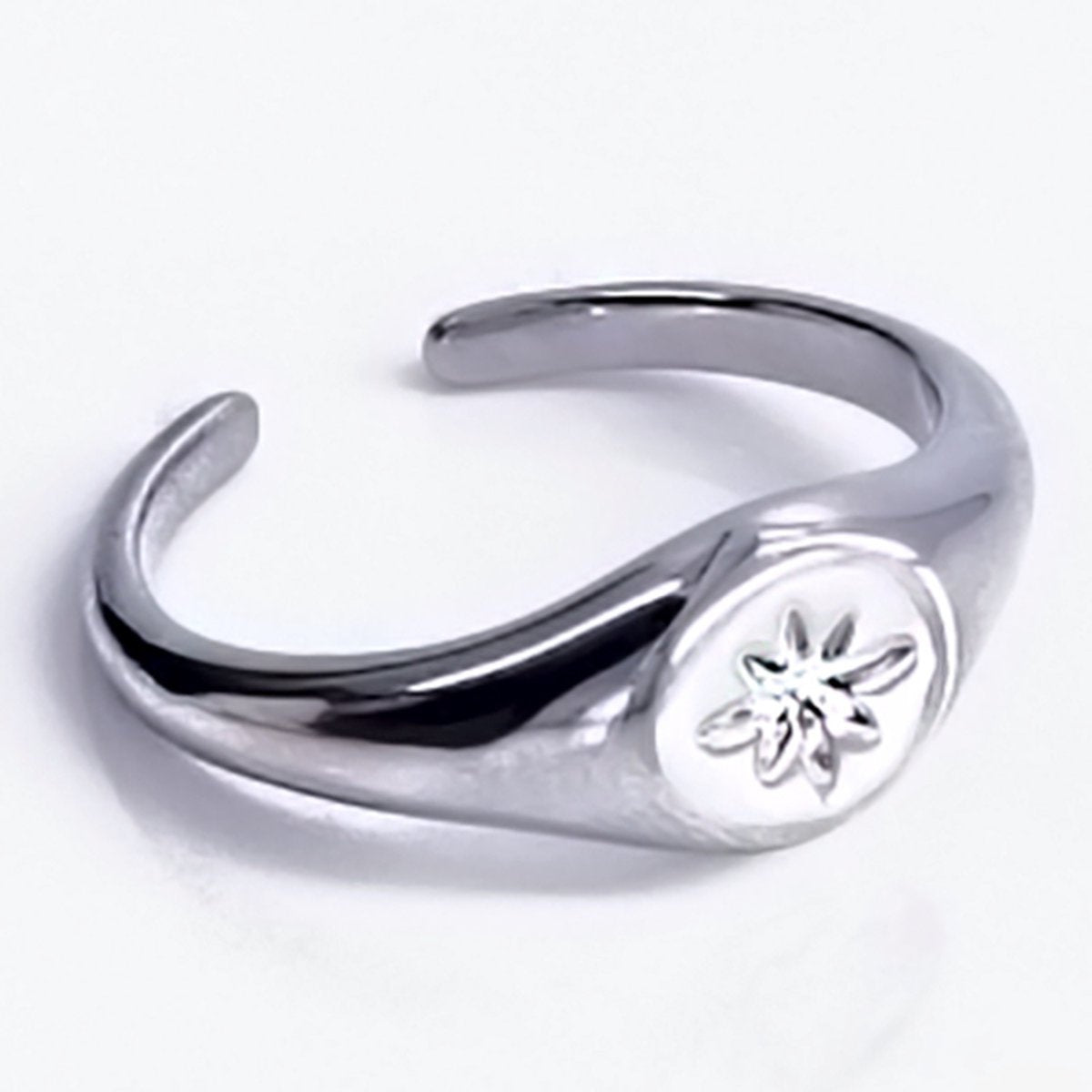 Laura Ferini Verstellbarer Damenring Silber - Runder Siegelring - Silber Damenschmuck - Wasserfester Edelstahl - Edelstahlschmuck - Accessoires