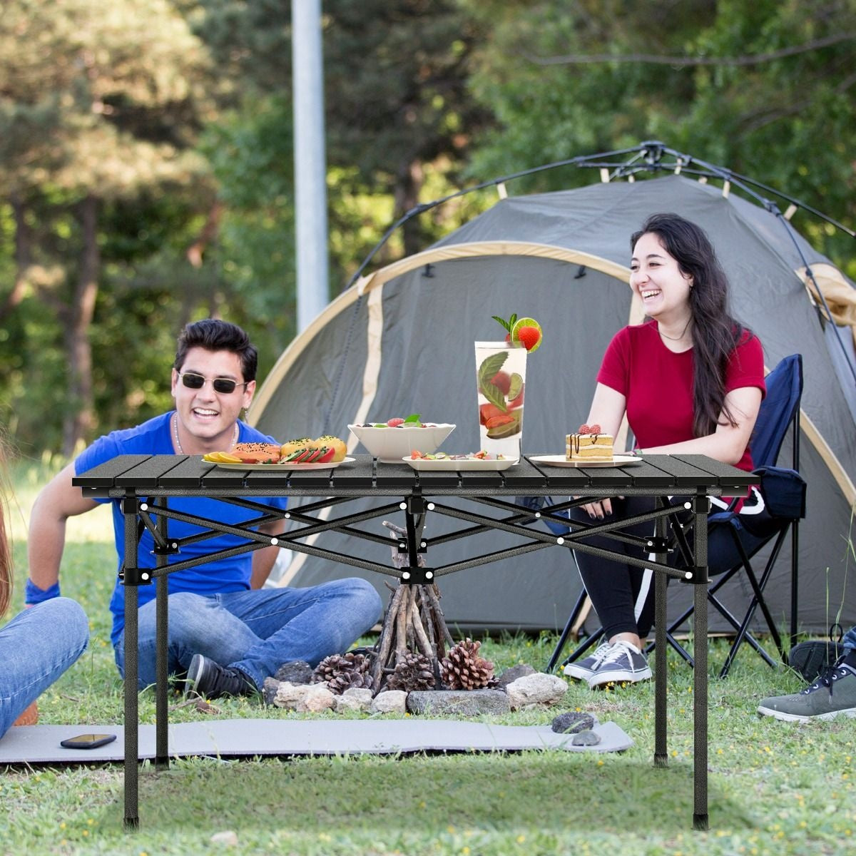Coast Campingtisch Aluminium mit Tragetasche - 95 x 55 x 50 cm - Max. 60 kg - Schwarz