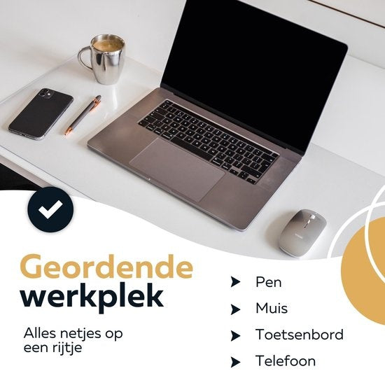 WURK Professional Schreibtischunterlage Transparent - Schreibtisch-Organizer - Inklusive Kabelclip - 90x45