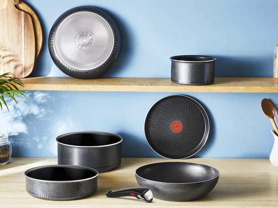 Tefal Ingenio So Light – Kochgeschirrset – 16-teilig – Induktionsgeeignet – Stapelbar – Abnehmbare Griffe – Platzsparend