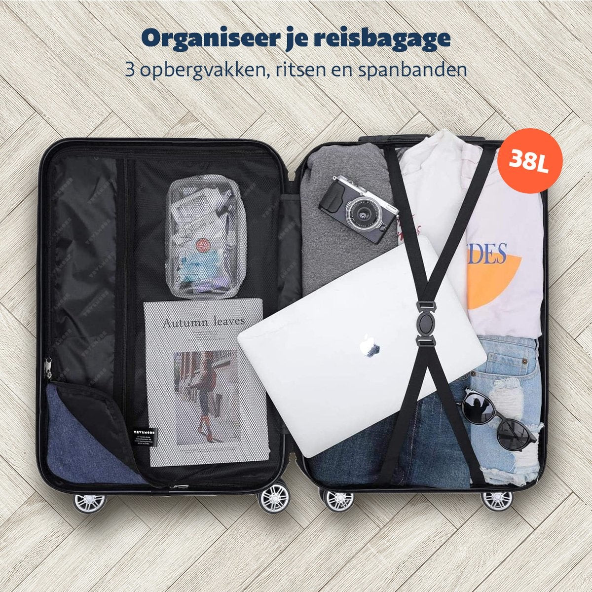 TRVLMORE - Koffer - Handgepäck - 54x36x20cm - 38L - Schwarz