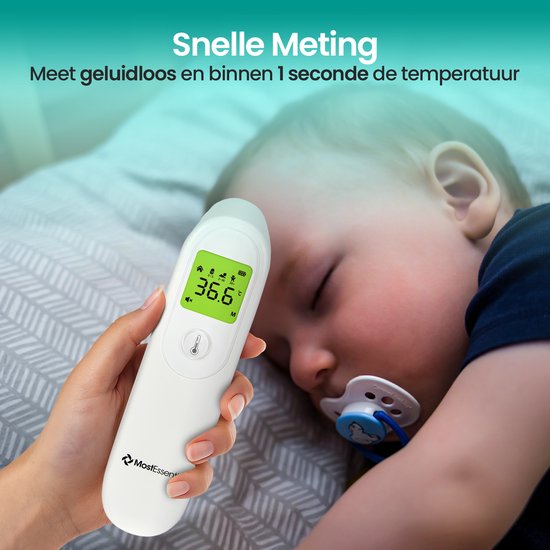 MostEssential Digitales Stirnthermometer – Temperaturmessgerät – Fieberthermometer für Erwachsene, Kinder und Babys – Berührungslos – HW05