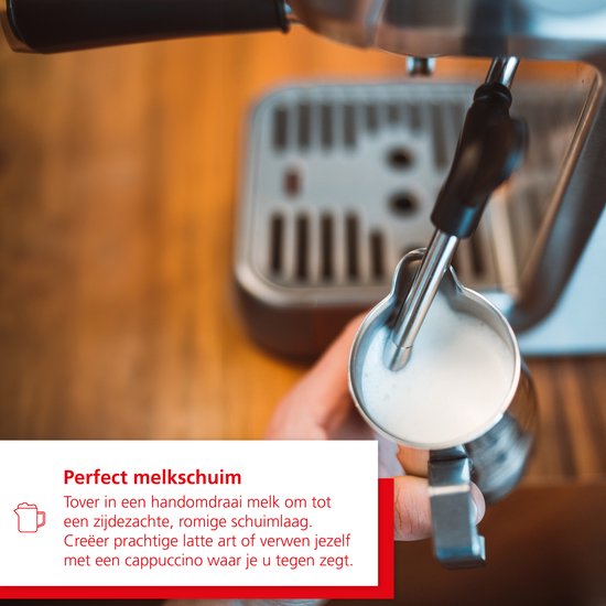 Solis Barista Perfetta Plus 1170 V2 Kolbenmaschine – Köstlicher Kaffee in nur einer Minute – Kompakte und hochwertige Espressomaschine – Milchaufschäumsystem – Silber