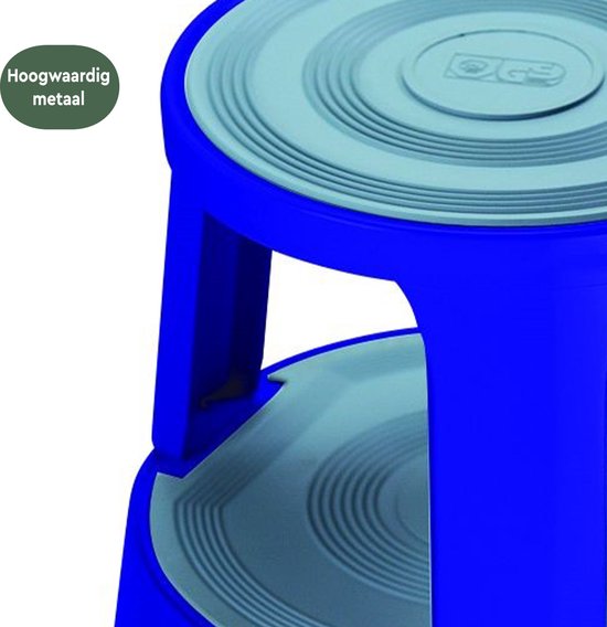 BRASQ Tritthocker Premium Blau - Kapazität 150 kg - Tritthocker - Elefantenfuß - Bürohocker - Rolltreppe - Hocker - Metall