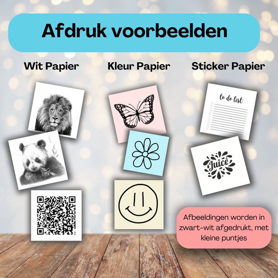 Gatson Mini-Drucker - Inklusive 14 Rollen Papier (Sticker, Normal & Farbe) + 5 Stifte - Mini-Drucker für das Handy - Pocket-Drucker - Mobiler Fotodrucker