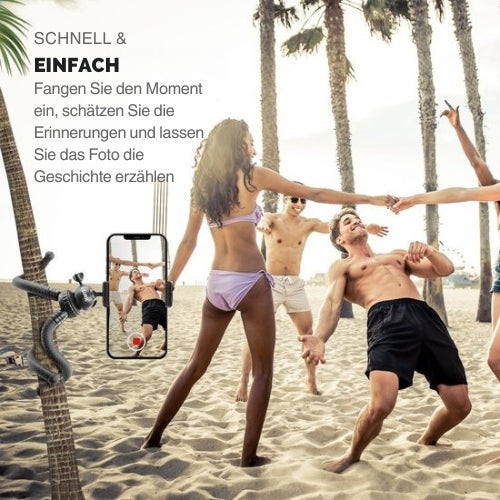 LURK® - 3 in 1 Flexibles Octopus-Stativ Stativ - für Smartphone & (Action-)Kamera - Inkl. Telefonklemme und Bluetooth-Fernbedienung - 25 cm