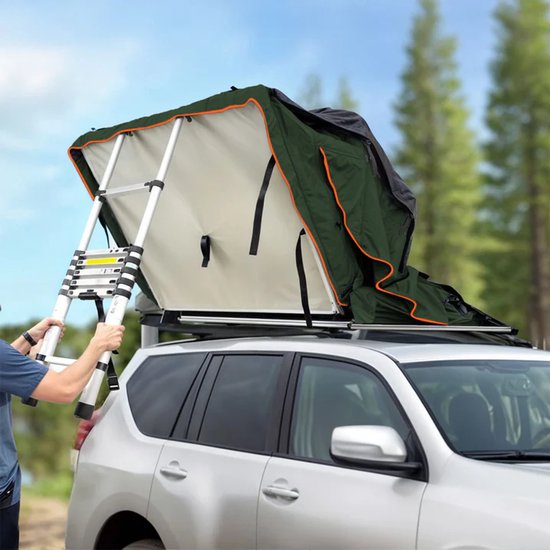 Dachzelt Lago - 2 Personen - Inkl. Matratze - Schwarz/Olivgrün