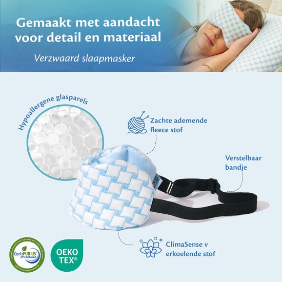 Ella Weighted Schlafmaske - Kühlendem Stoff - Samt - Verstellbar - Blau