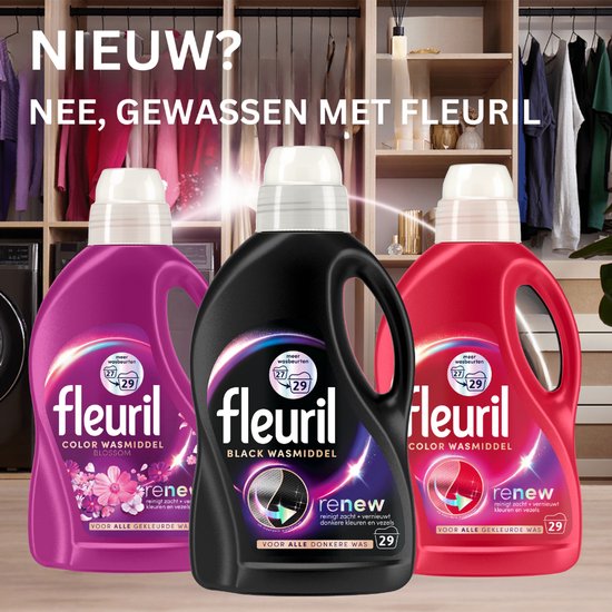 Fleuril Black – Flüssigwaschmittel – Dunkle und schwarze Wäsche – 54 Waschgänge – Großpackung