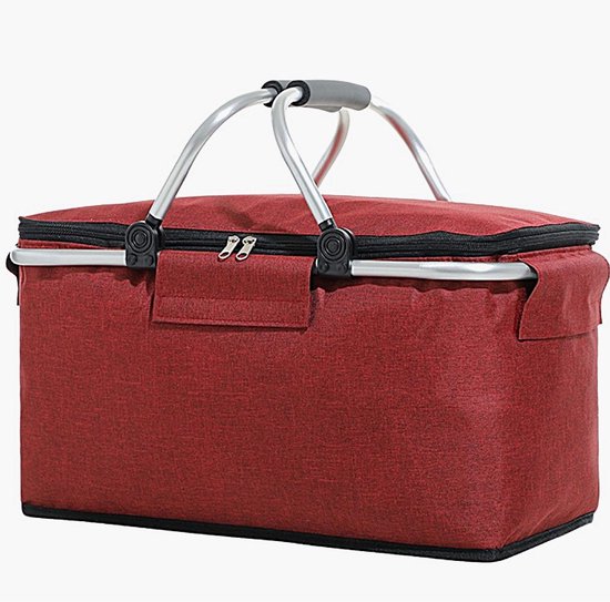 Ceruzo Kühlkorb Rot - Picknickkorb-Aluminium-Oxford-Stoff-Faltbar