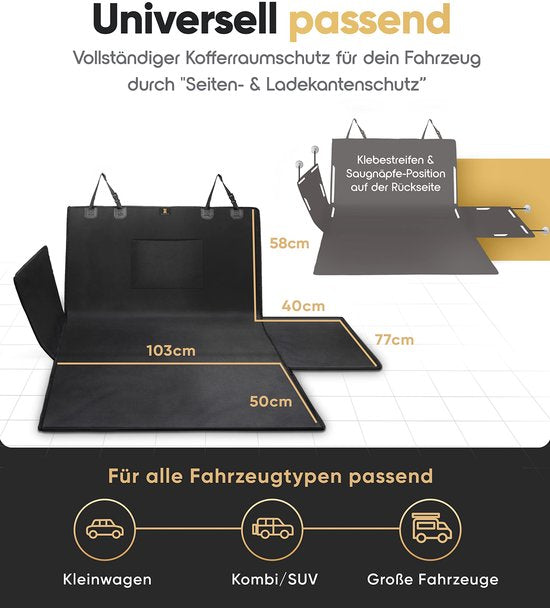 Heroism Kofferraumschutz Hund mit Seiten- und Stoßstangenschutz - Universal-Kofferraum-Hundedecke wasserdicht und kratzfest - Kofferraumdecke Hunde