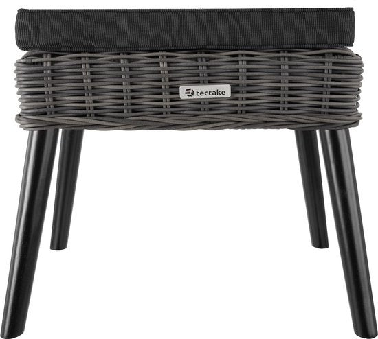 tectake - Flechtschaukelstuhl Rovigo mit Hocker Vibo - grau - Poly-Rattan