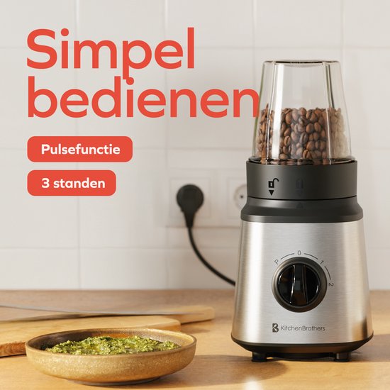 KitchenBrothers Blender - Komplettset - 2x 750ml Schüssel - Zerkleinerer - Stampfer - To-Go Becher - Edelstahl