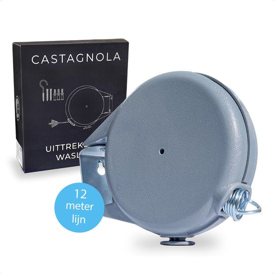 Castagnola Wäscheleine - Ausziehbare Wäscheleine - Wäscheleinenfaden - Wäscheleine 12 Meter - Kapazität bis zu 13 kg