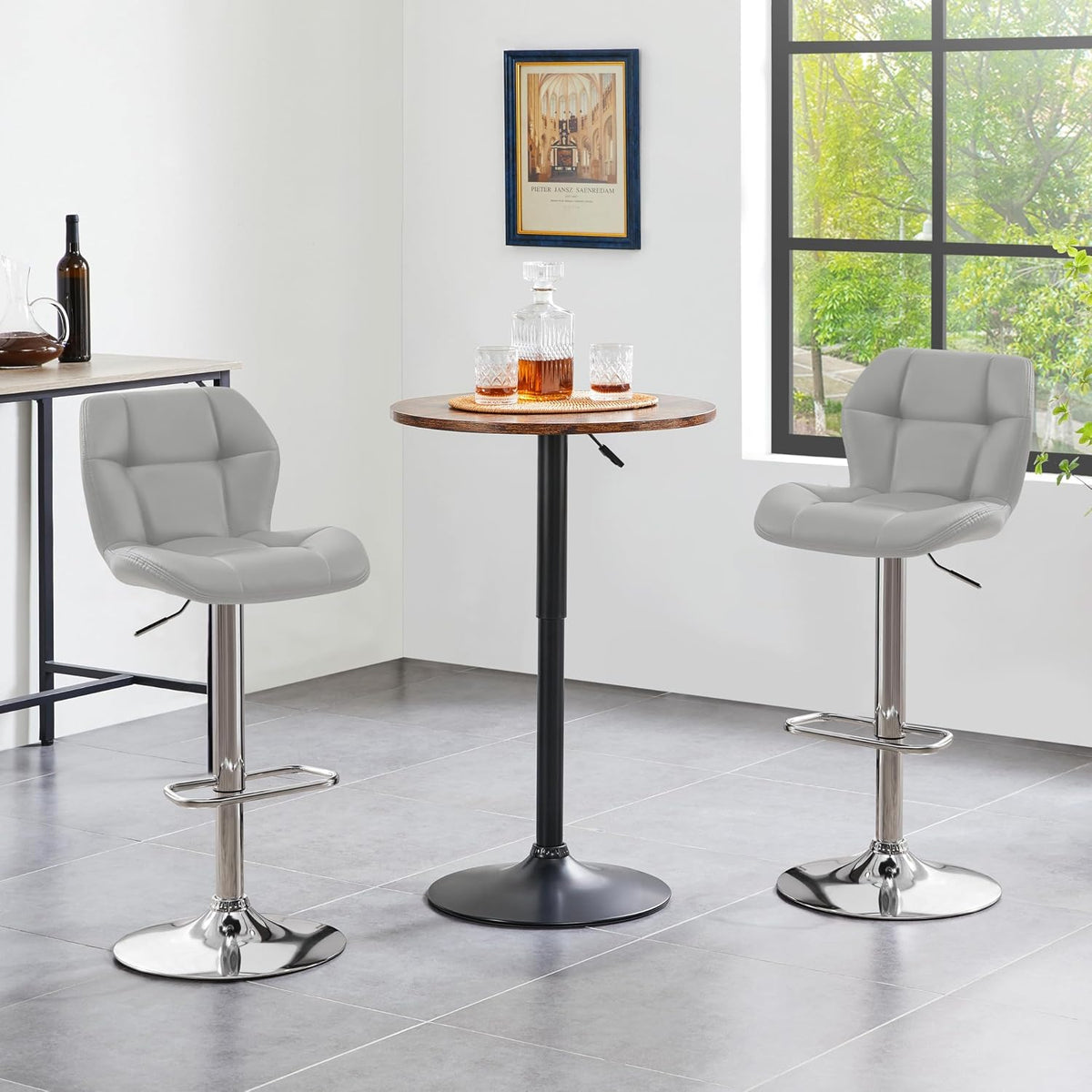Yaheetech Barhocker, 2er-Set – Verstellbare Sitzhöhe 62,5–84,5 cm – Kunstleder
