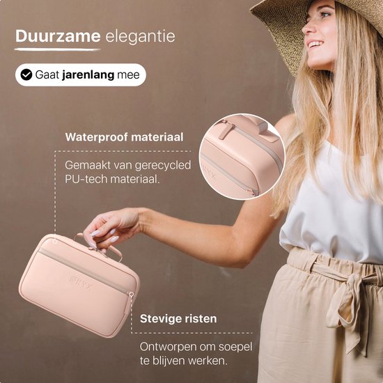 ONYX Kulturbeutel Rosa – Make-up-Tasche – Kosmetik-Organizer – Praktische Aufteilung – Make-up-Spiegel – Zum Aufhängen – Für Damen und Herren – Größe: M