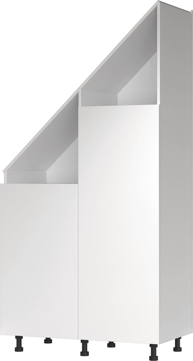TheBestOf Furniture Aufbewahrungsschrank Weiß – Für schräge Wand – 91 x 47 x 94/182 cm