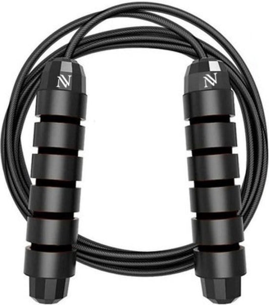 Nuvance - Professionelle Sport-Springseil - einstellbar - Speedrope - Springseil - für Erwachsene und Kinder - schwarz