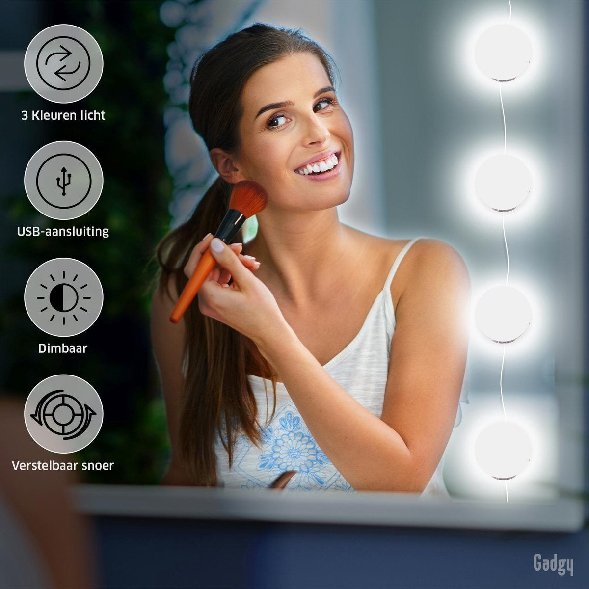 Gadgy Hollywood Mirror With Lighting - Spiegel mit Licht - 10 LED-Birnen - Dimmbar (SPIEGEL NICHT INBEGRIFFEN)