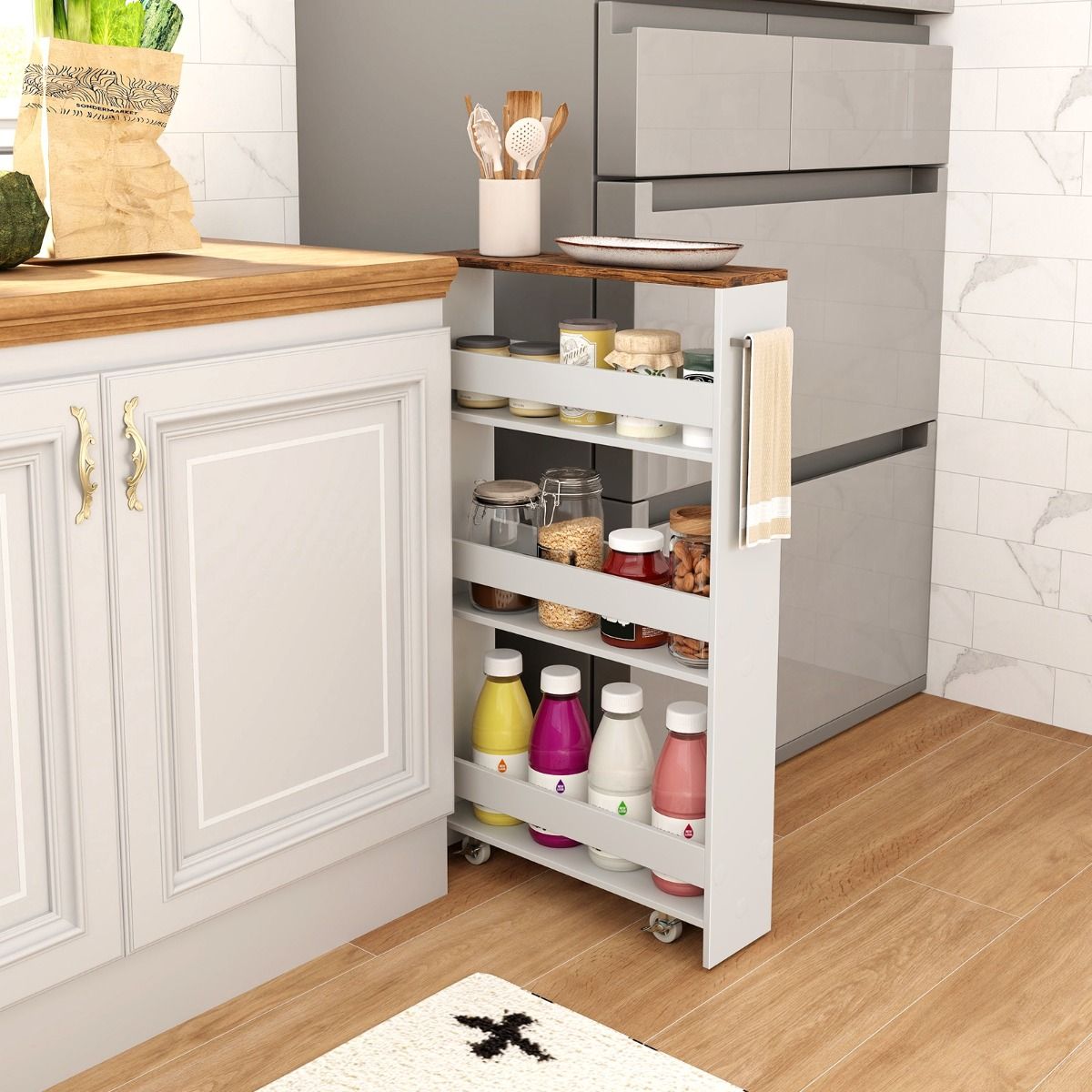 Coast Kräuterregal mobil - 4-lagig - Schmal - 48 x 13 x 81 cm - Weiß