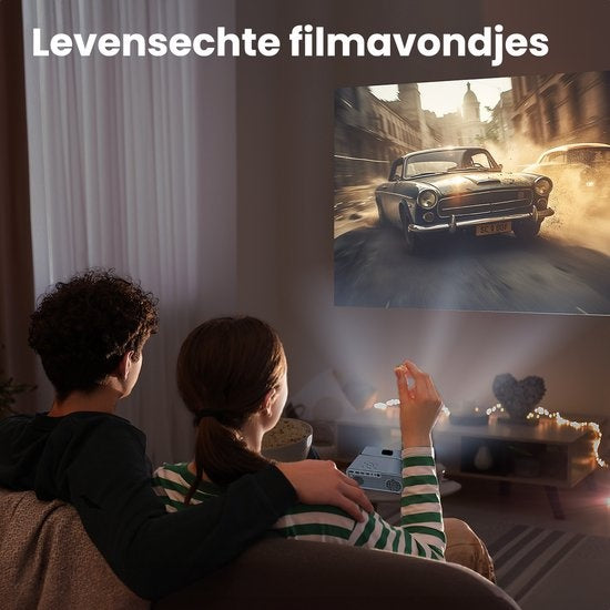 Auronic - Beamer - 10.000 Lumen - WiFi - 170-Zoll - Full HD - Fernbedienung & Tragetasche - Weiß