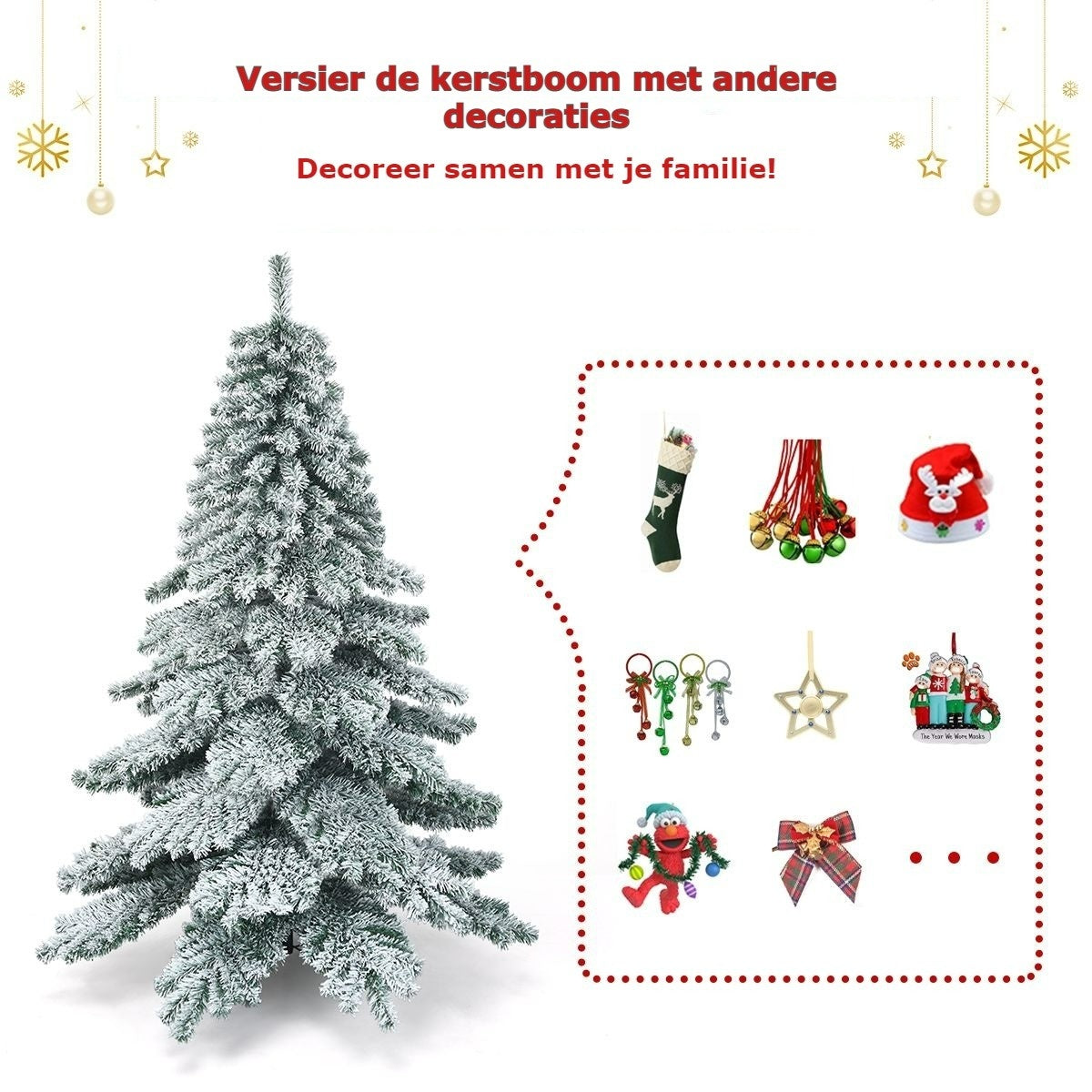 Coast - Weihnachtsbaum - Mit Schneeflocken - Grün + Weiß - 180 cm